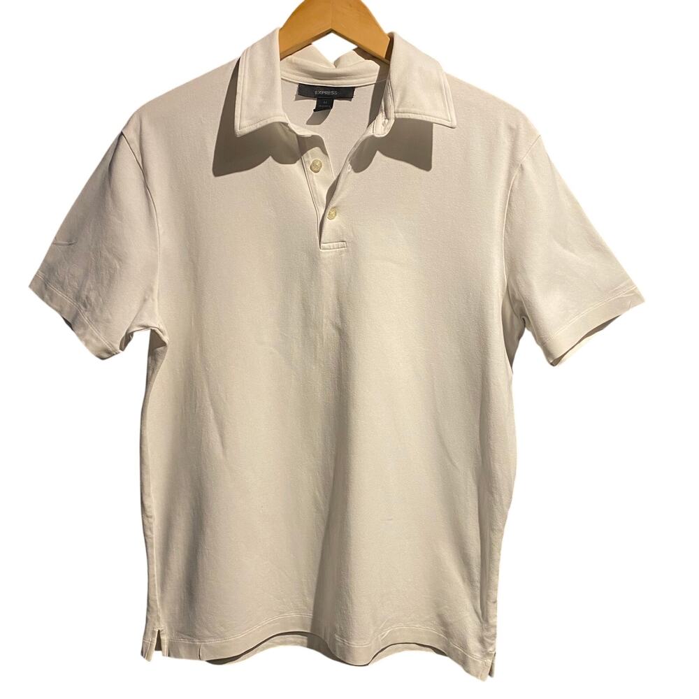 Express Men's Medium White Polo Preppy Business Casual Work School Essential